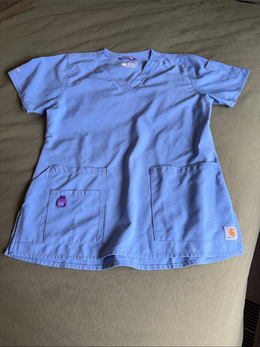 Carhartt Force Flex Ceil Blue V-Neck Scrub Top